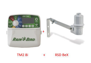 Ovládací jednotka Rain Bird TM2 8i včetně senzoru srážek Rain Bird RSD Bex.
